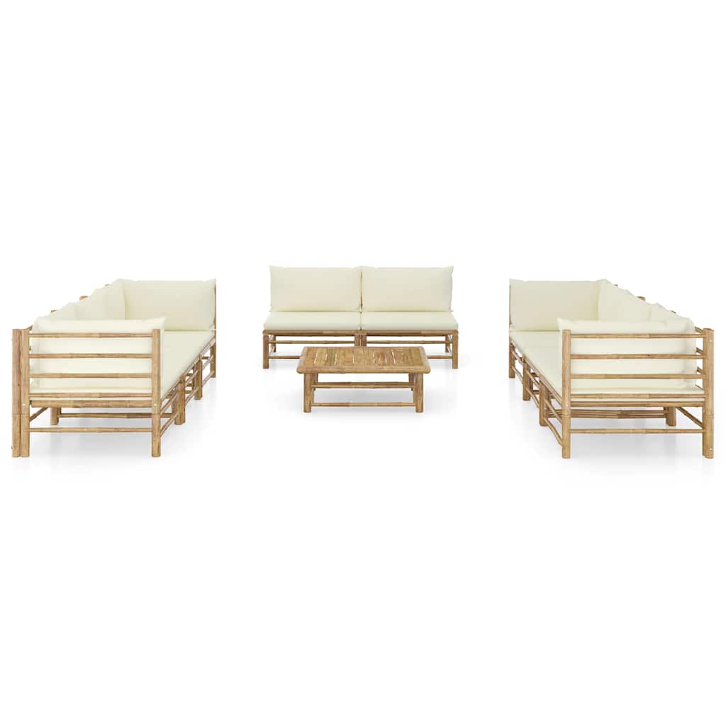 Set Divani da Giardino 9 pz con Cuscini in Bambù