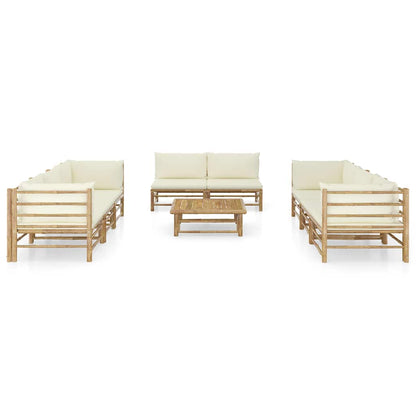 Set Divani da Giardino 9 pz con Cuscini in Bambù