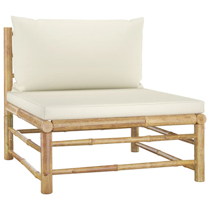 Set Divani da Giardino 9 pz con Cuscini Bianco Crema in Bambù | homemem39