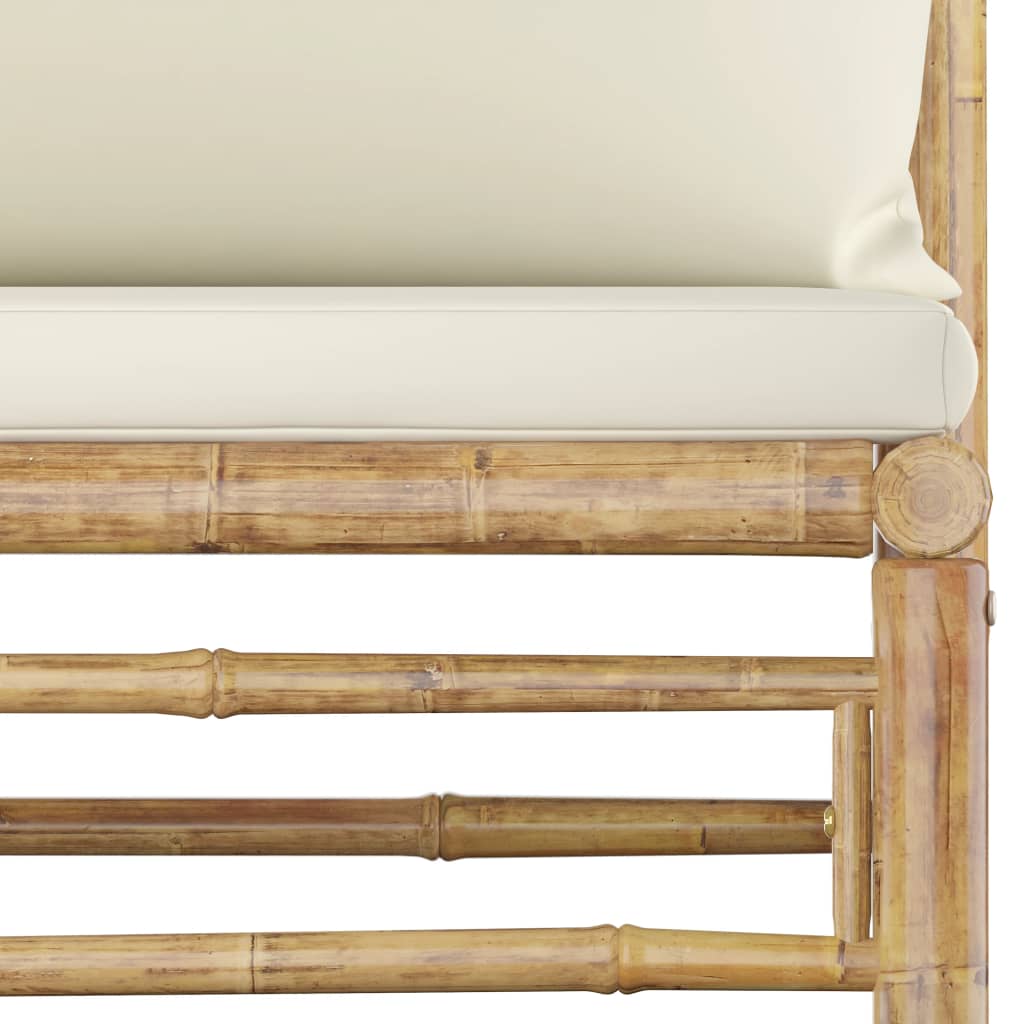 Set Divani da Giardino 9 pz con Cuscini Bianco Crema in Bambù | homemem39