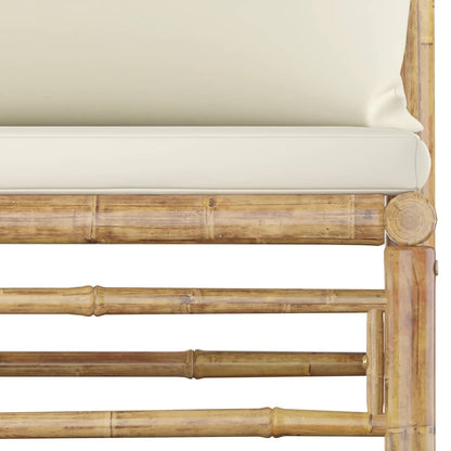 Set Divani da Giardino 9 pz con Cuscini Bianco Crema in Bambù | homemem39