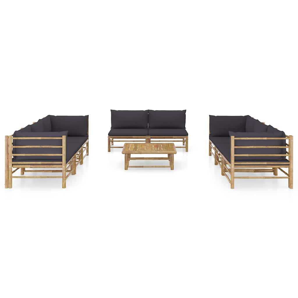 Set Divani da Giardino 9 pz con Cuscini in Bambù