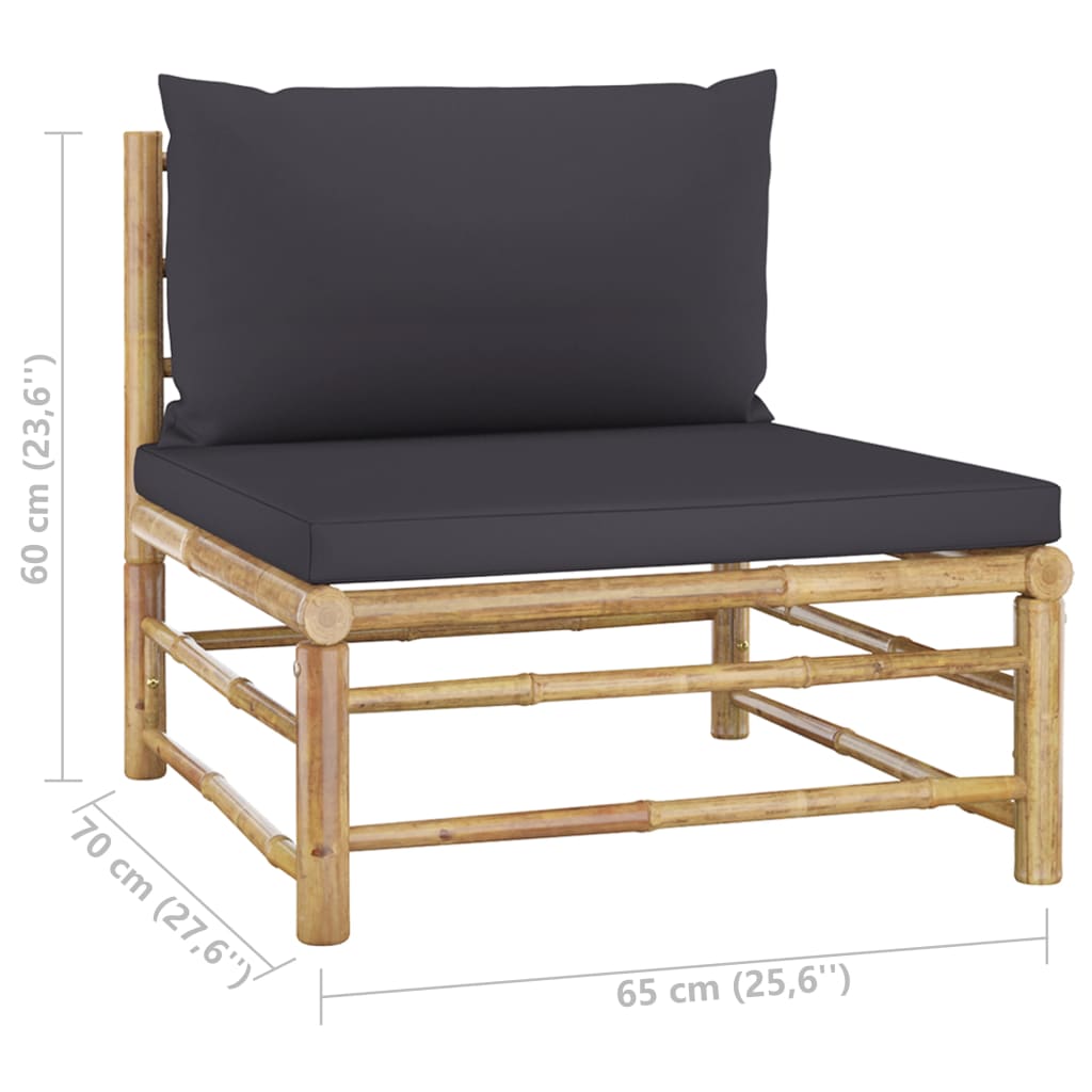 Set Divani da Giardino 6 pz con Cuscini Grigio Scuro in Bambù - homemem39
