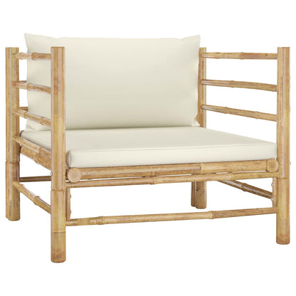 Set Divani da Giardino 8 pz con Cuscini Bianco Crema in Bambù | homemem39
