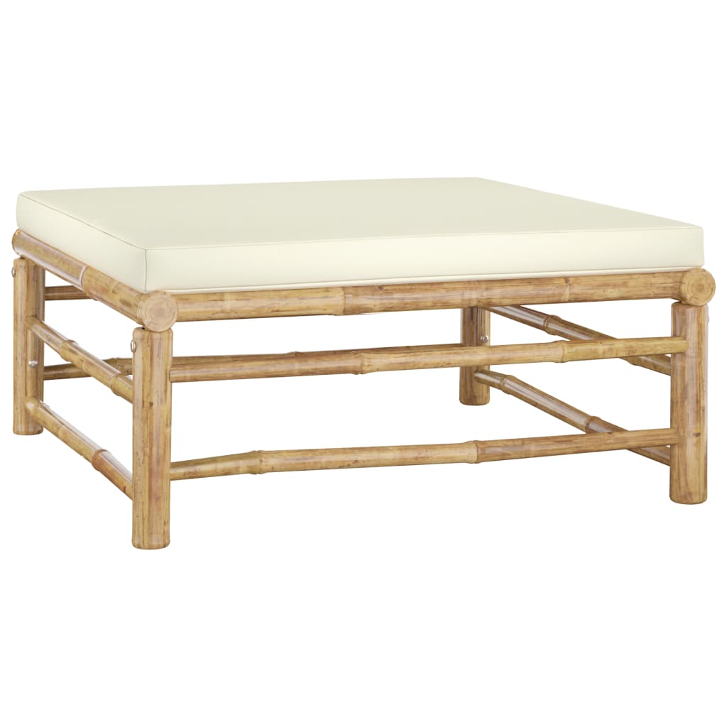Set Salotto da Giardino 8pz con Cuscini Bianco Crema in Bambù | homemem39