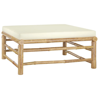 Set Salotto da Giardino 8pz con Cuscini Bianco Crema in Bambù | homemem39
