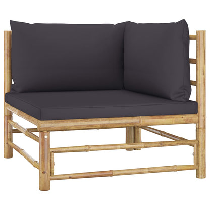 Set Salotto da Giardino 8pz con Cuscini Grigio Scuro Bambù | homemem39