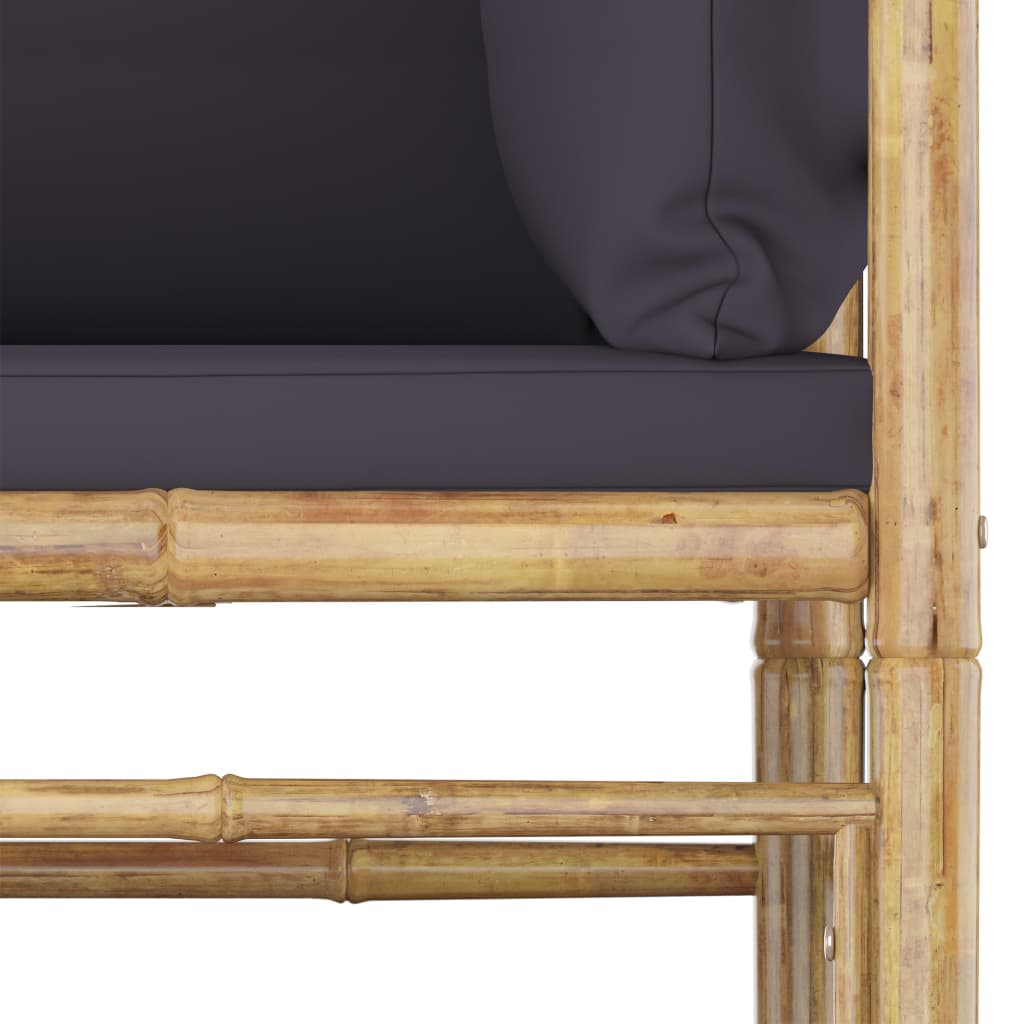 Set Salotto da Giardino 8pz con Cuscini Grigio Scuro Bambù | homemem39