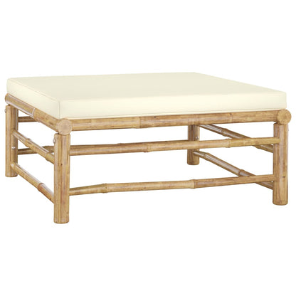 Set Salotto da Giardino 11pz con Cuscini Bianco Crema in Bambù | homemem39
