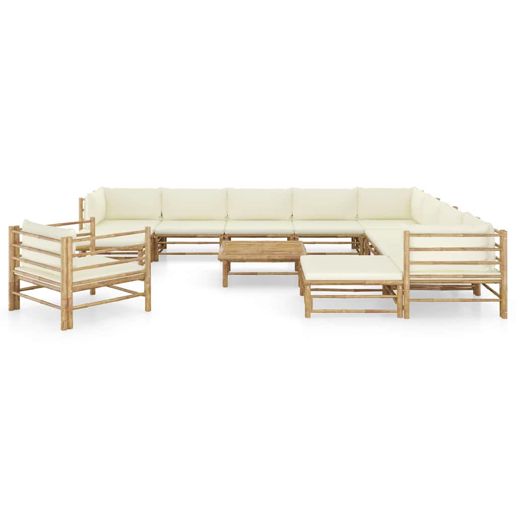 Set Salotto da Giardino 12pz con Cuscini Bambù