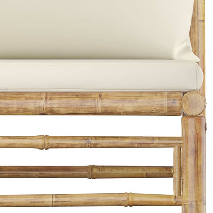 Set Salotto da Giardino 12pz con Cuscini Bianco Crema in Bambù | homemem39