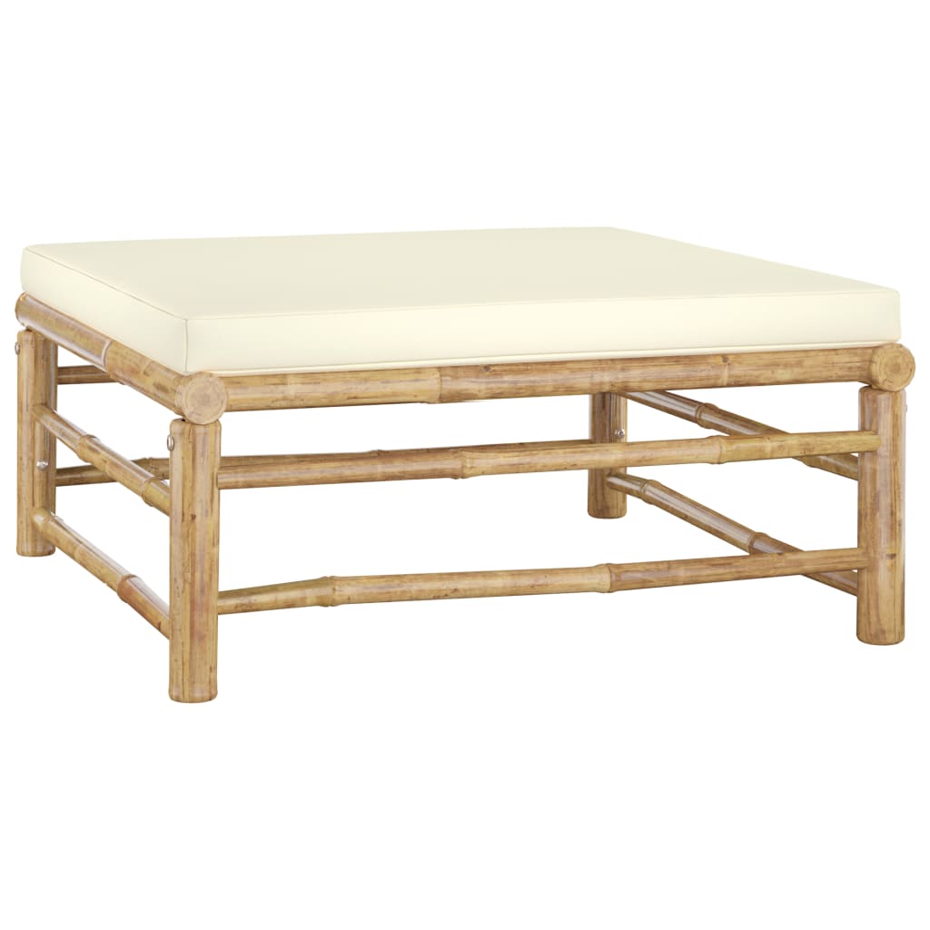 Set Salotto da Giardino 12pz con Cuscini Bianco Crema in Bambù | homemem39