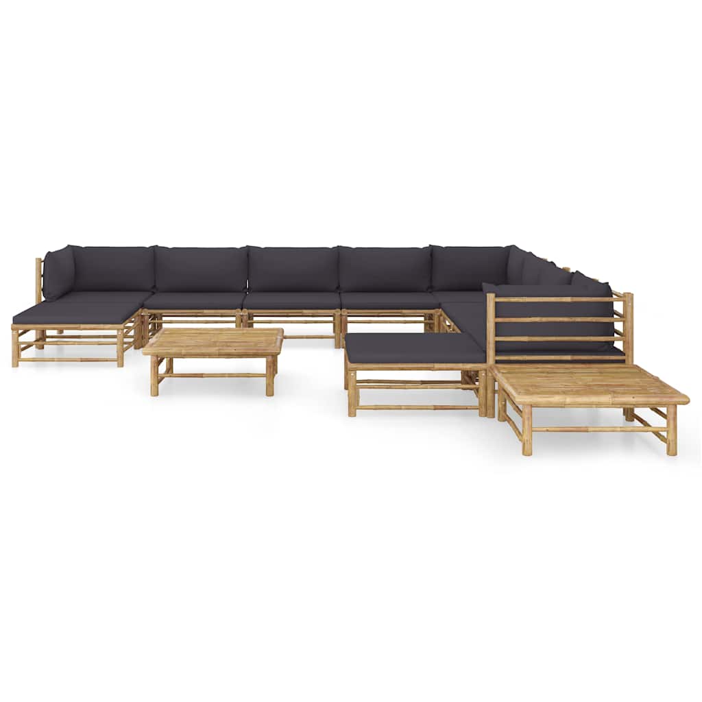 Set Salotto da Giardino 12pz con Cuscini Bambù