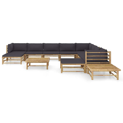 Set Salotto da Giardino 12pz con Cuscini Bambù