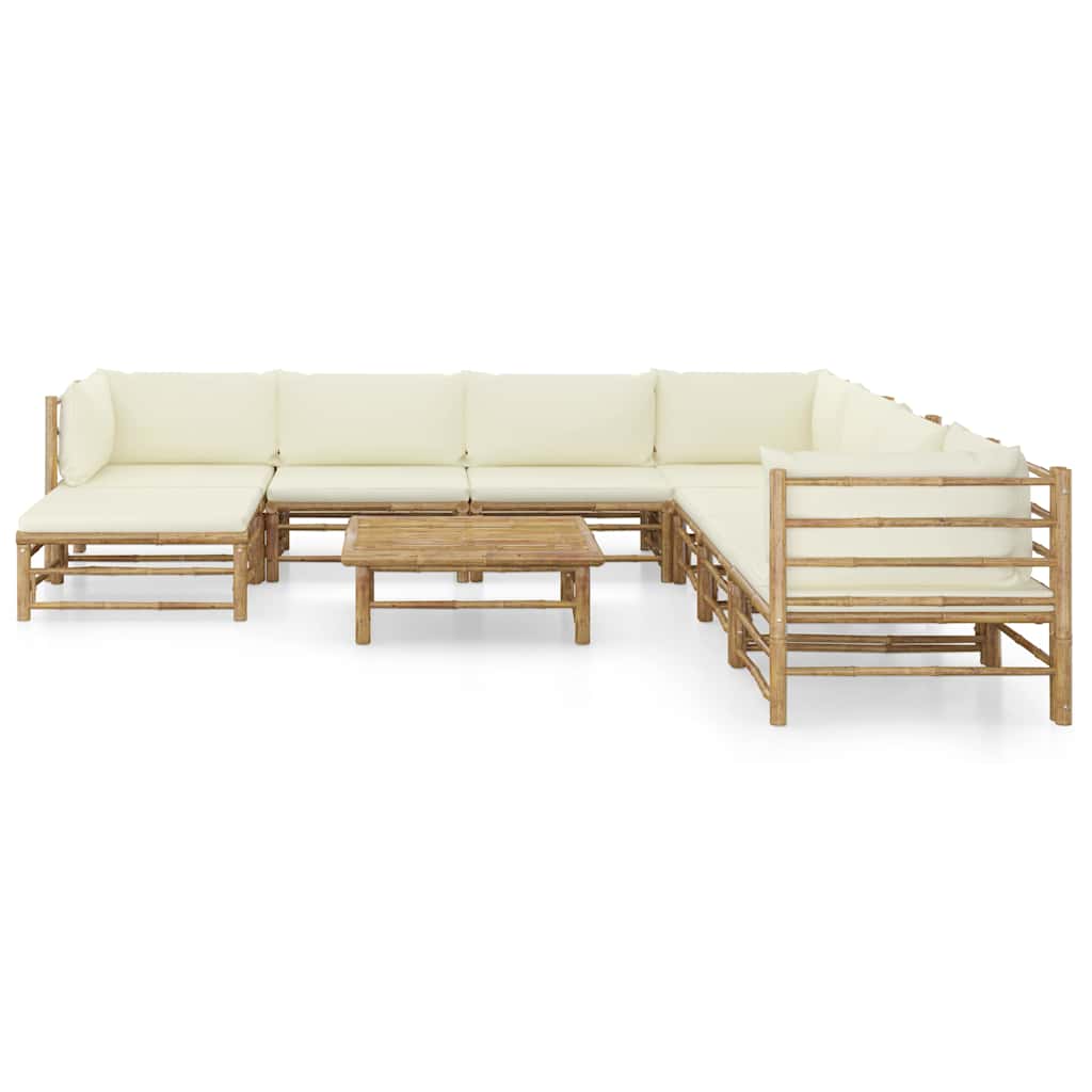 Set Salotto da Giardino 9pz con Cuscini Bambù