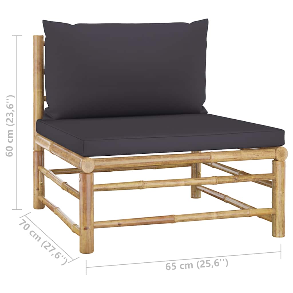 Set Salotto da Giardino 9pz con Cuscini Bambù