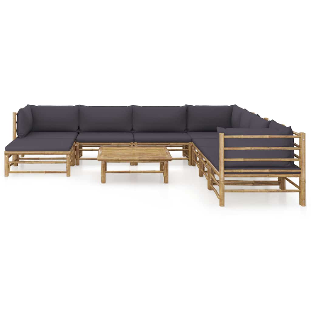 Set Salotto da Giardino 9pz con Cuscini Bambù