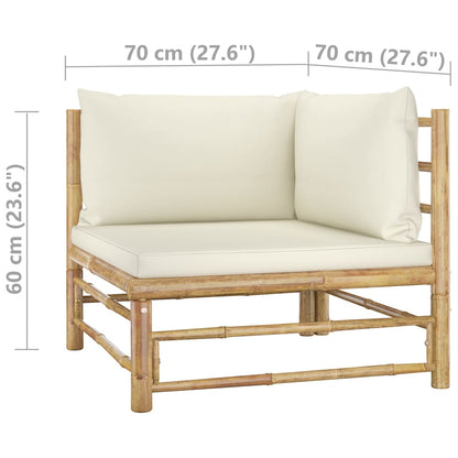 Set Divani da Giardino 7 pz con Cuscini Bianco Crema in Bambù | homemem39