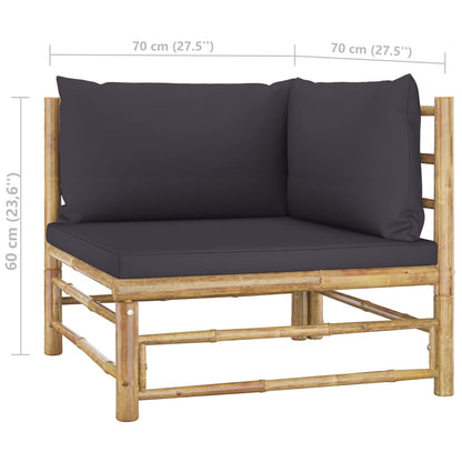 Set Divani da Giardino 6 pz con Cuscini Grigio Scuro in Bambù | homemem39