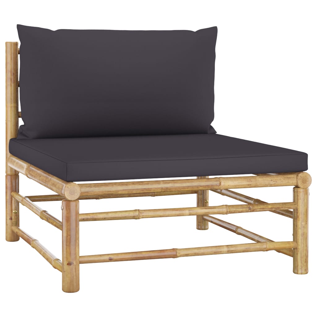 Set Divani da Giardino 4 pz con Cuscini Grigio Scuro in Bambù | homemem39