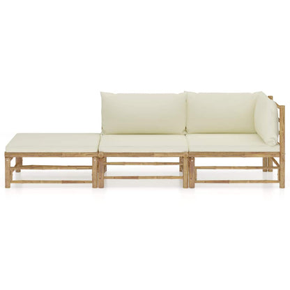 Set Divani da Giardino 3 pz con Cuscini in Bambù
