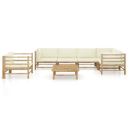 Set Divani da Giardino 7 pz con Cuscini Bianco Crema in Bambù - homemem39