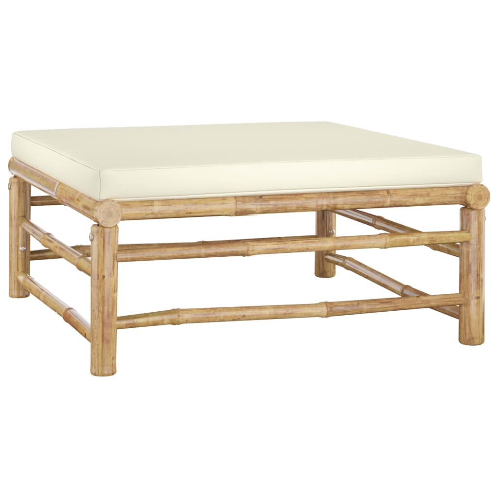 Set Salotto da Giardino 8pz con Cuscini Bianco Crema in Bambù | homemem39