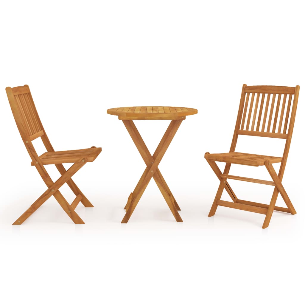 Set da Pranzo da Giardino 3 pz Pieghevole in Massello di Acacia | homemem39