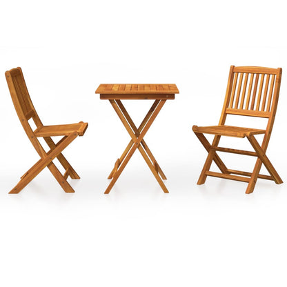 Set da Pranzo da Giardino 3 pz Pieghevole in Massello di Acacia | homemem39
