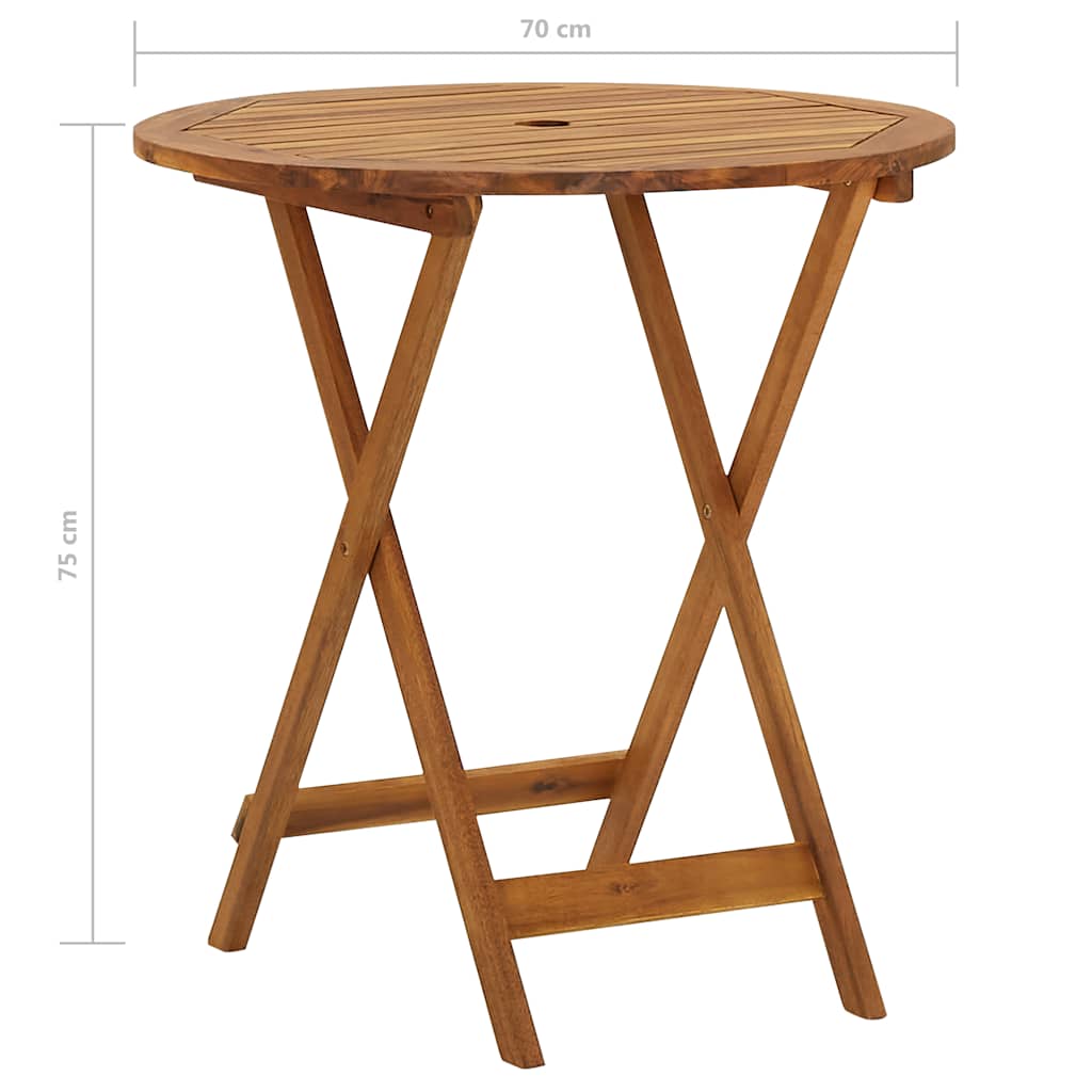 Set da Pranzo da Giardino 3 pz Pieghevole in Massello di Acacia | homemem39