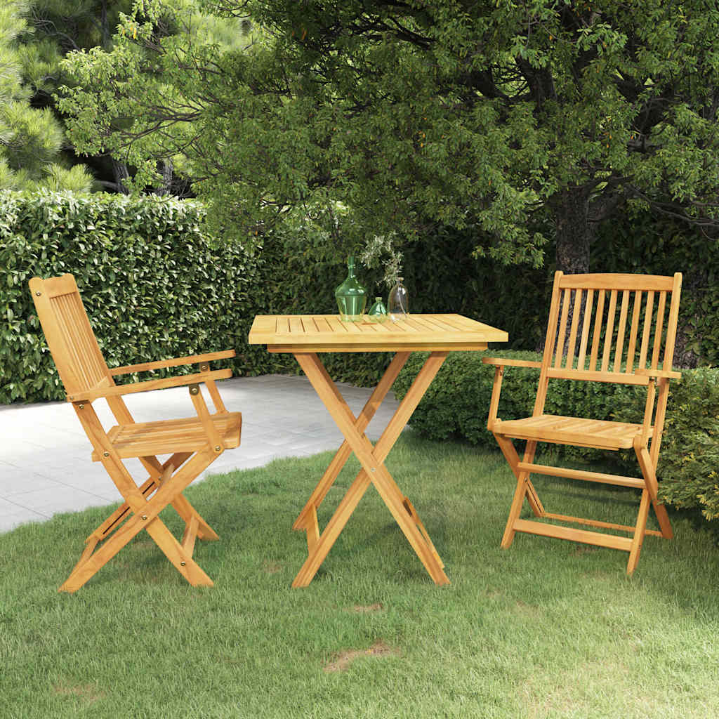 Set da Pranzo da Giardino 3 pz Pieghevole in Massello di Acacia