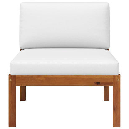 Set da giardino 3 pezzi con cuscini in legno di acacia e corda