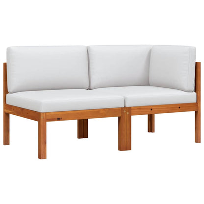 Set da giardino 2 pezzi con cuscini in legno di acacia e corda