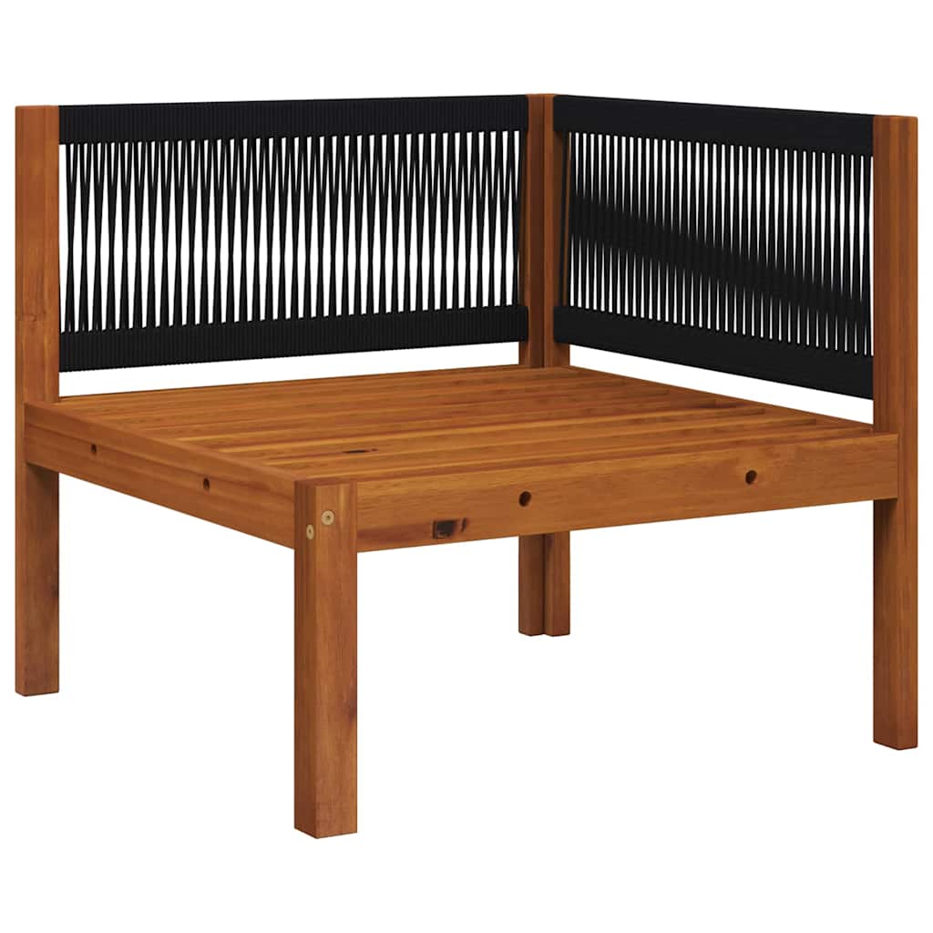 Set da giardino 2 pezzi con cuscini in legno di acacia e corda