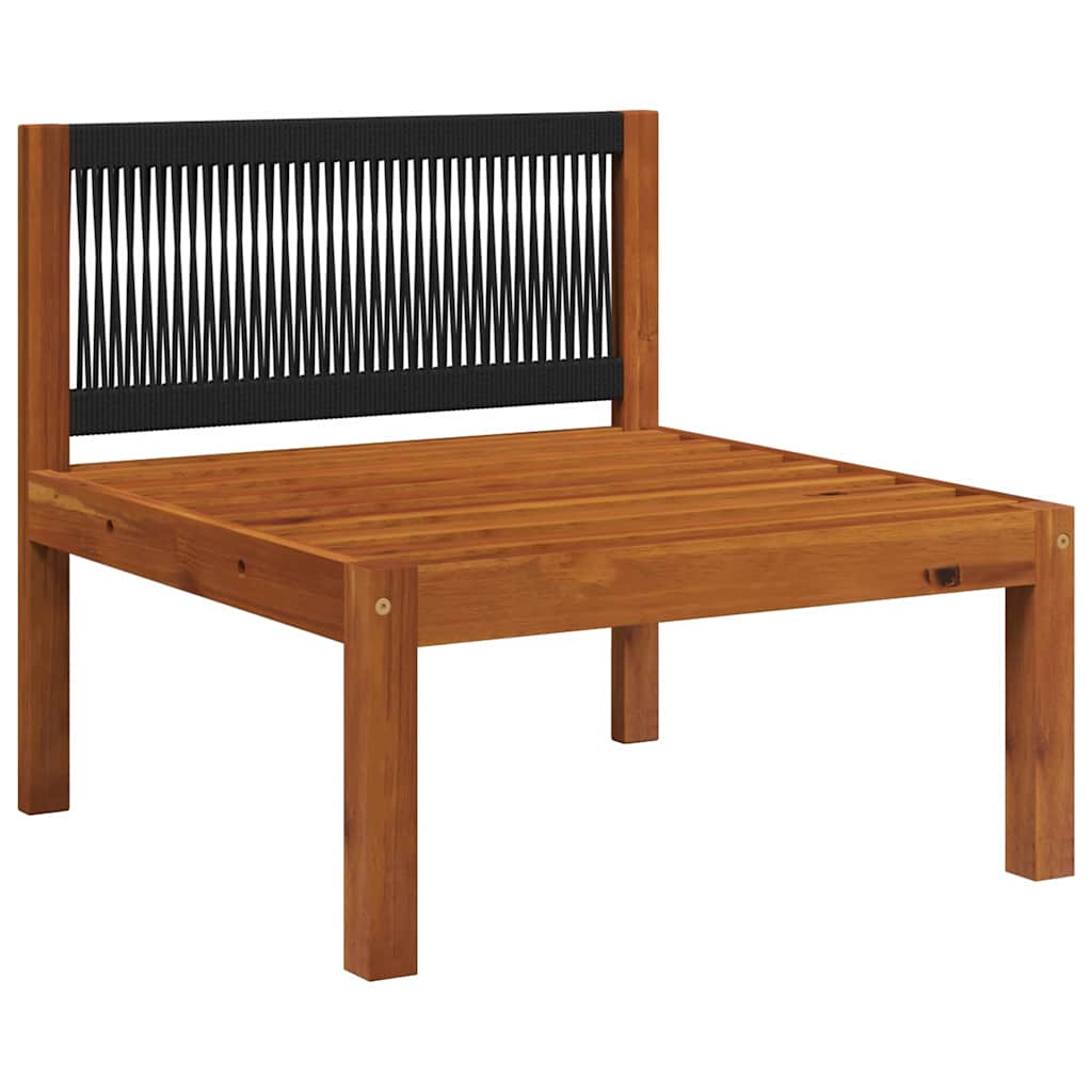 Set da giardino 2 pezzi con cuscini in legno di acacia e corda