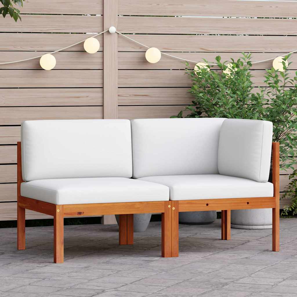 Set da giardino 2 pezzi con cuscini in legno di acacia e corda