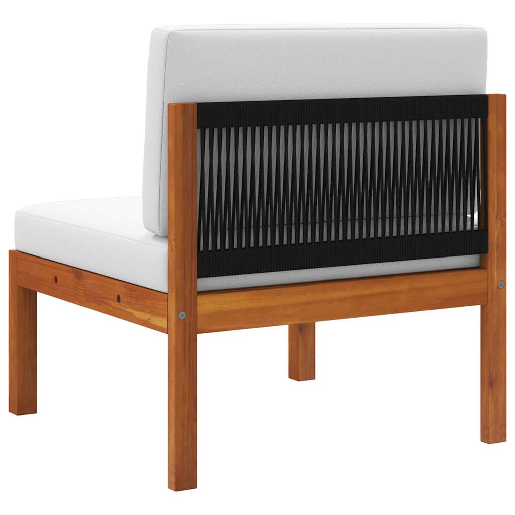 Set da giardino 2 pezzi con cuscini in legno di acacia e corda