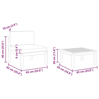 Set da giardino 2 pezzi con cuscini in legno di acacia e corda
