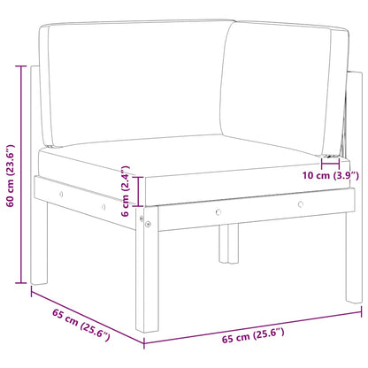Divano angolare da giardino con cuscini in legno di acacia e corda