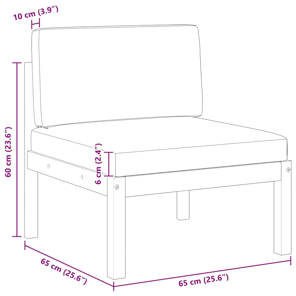 Divano da giardino centrale con cuscini in legno di acacia e corda