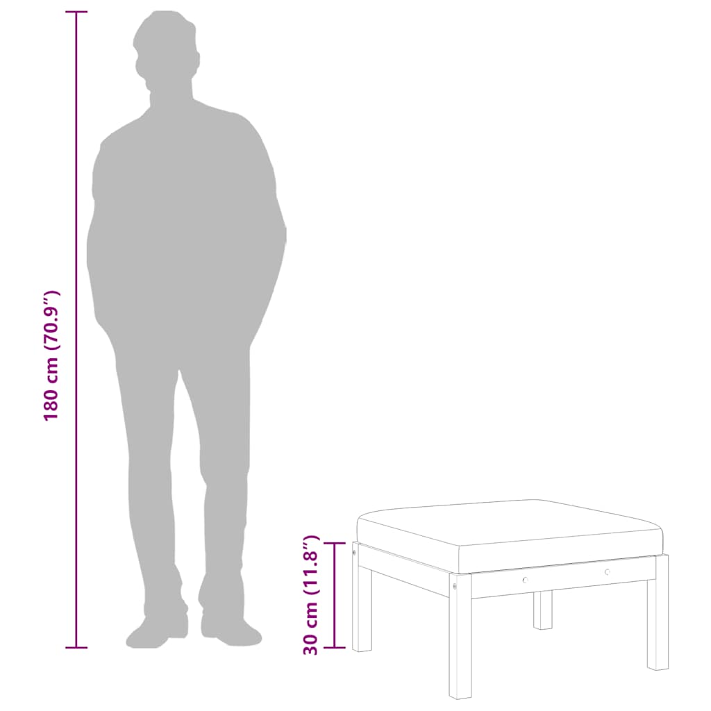 Sgabello da Giardino con Cuscino in Massello d'Acacia