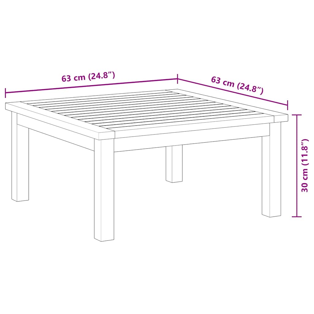 Tavolino da Salotto per Giardino 63x63x30 cm Massello di Acacia