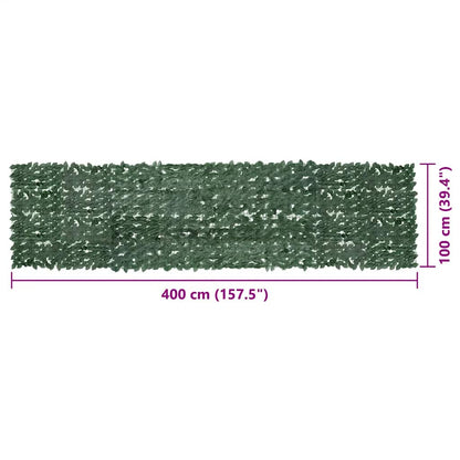 Paravento da Balcone con Foglie Verde Scuro 400x100 cm | homemem39