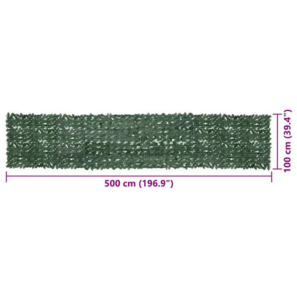 Paravento da Balcone con Foglie Verde Scuro 500x100 cm | homemem39