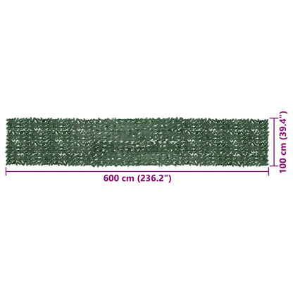 Paravento da Balcone con Foglie Verde Scuro 600x100 cm - homemem39