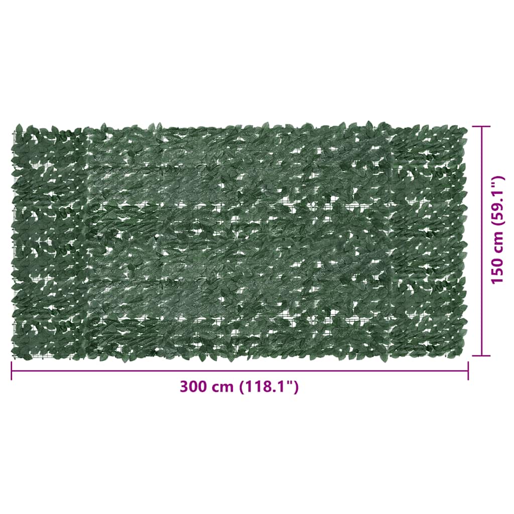 Paravento da Balcone con Foglie Verde Scuro 300x150 cm | homemem39