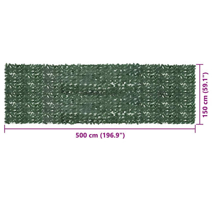 Paravento da Balcone con Foglie Verde Scuro 500x150 cm | homemem39
