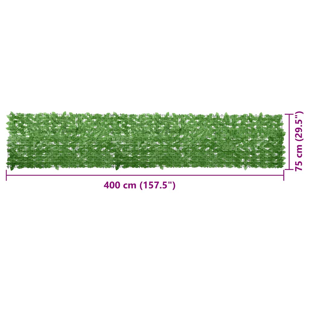 Paravento da Balcone con Foglie Verdi 400x75 cm - homemem39
