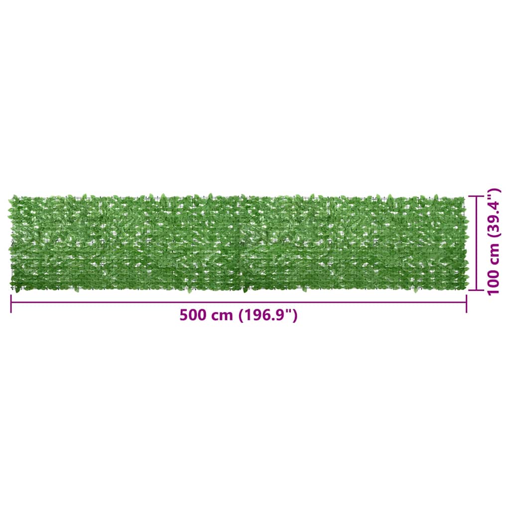 Paravento da Balcone con Foglie Verdi 500x100 cm - homemem39