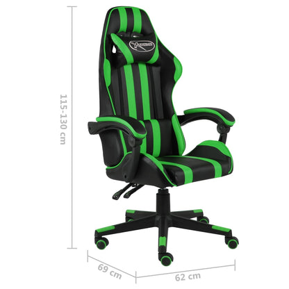 Sedia da Gaming Nero e Verde in Similpelle | homemem39
